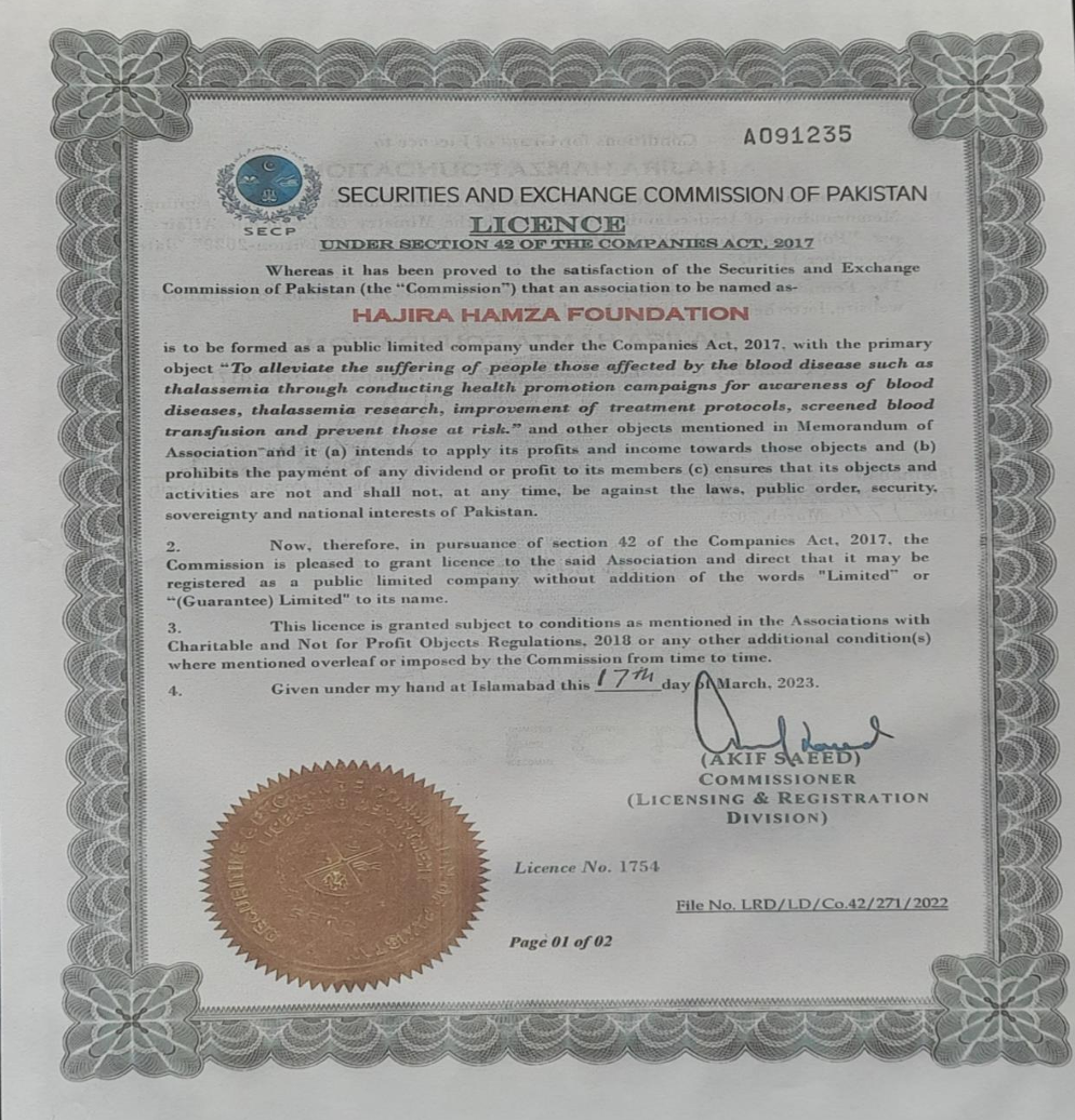 SECP License Certificate - License No. 1754